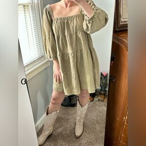 NWT Babydoll Corduroy Dress with Puff Sleeves